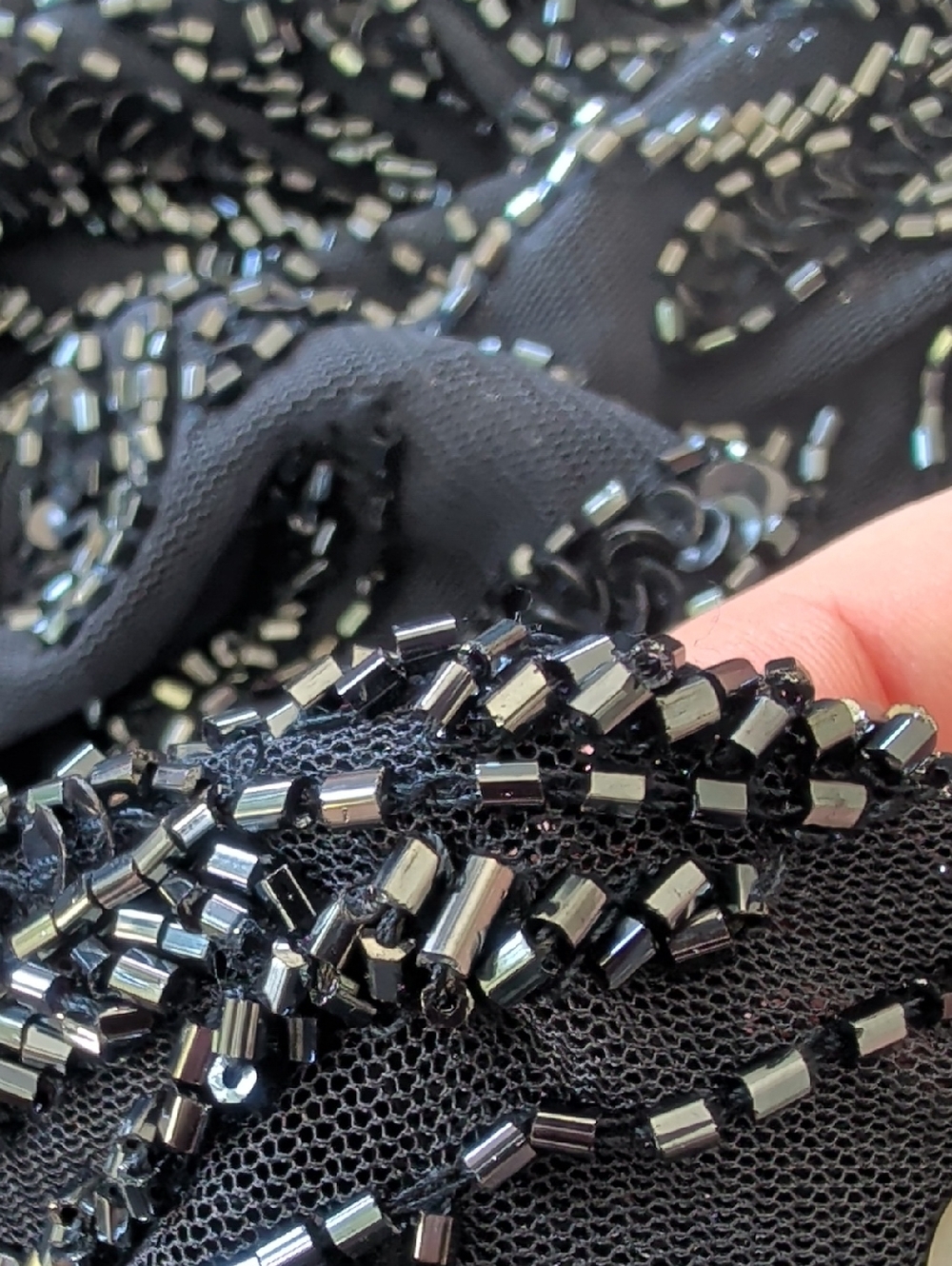 Aidan Mattox Black Beaded Evening Dress Midnight Twilight Size 6 - Picture 4 of 5